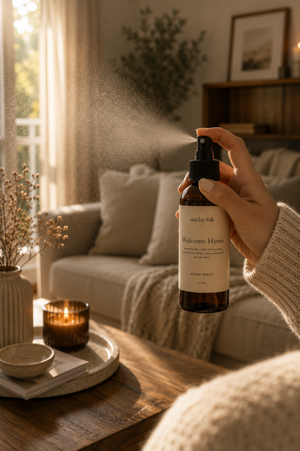 Welcome Home Room Spray by Sunday Folk
Vanilla and Sandalwood Room Spray
Australian Room Spray for Home
Amber Glass Room Spray Bottle
Luxury Home Fragrance Spray